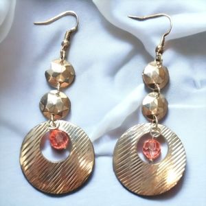 Silver with pink beads earrings